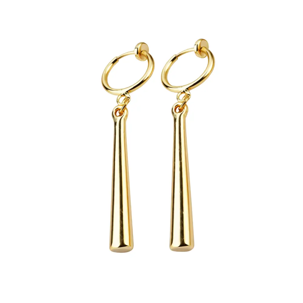Clip On Non-Pierced Dangling Drop Hoop Earrings