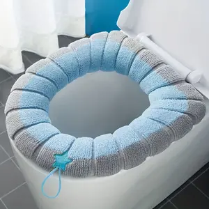 Two-color Seat Cushion Household Seat Cushion Toilet Seat Cover Mat Winter Thickened Toilet Cover Toilet Seat Ring Mat Washable Toilet Seat Protector Bathroom Accessory