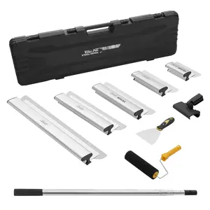 Drywall Skimming Blade Set With 7/10/14/16/24-Inch Skimming Blades And 34-81.6-Inch Extension Handle Pole, Stainless Steel Skim Coat Tools For Gyprock Wallboard Plasterboard Finishing And Renovation