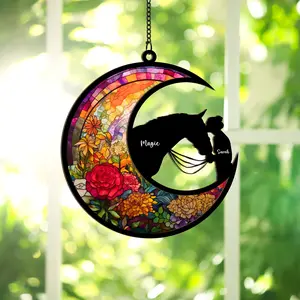 Horse Memorial Suncatcher Ornament, Personalized Sympathy Gift for Horse Lovers, Window Hanging Keepsake for Pet Loss SUN HORSE 08
