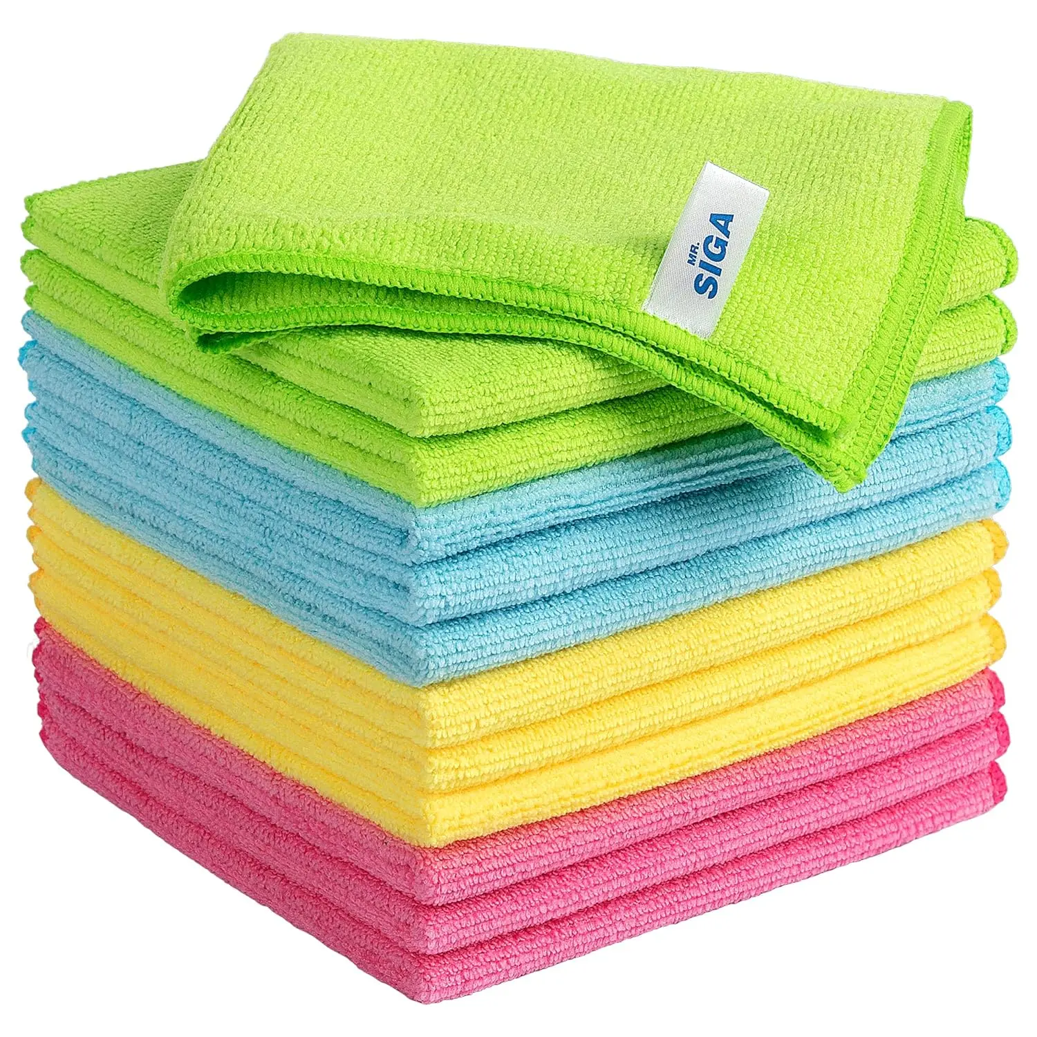 Microfiber Cleaning Cloths, Streak Free Microfiber Towels, 12 Pack | Ultra absorbent and high density, reusable cleaning towels for kitchen, car, glass and household surfaces, color coded cloths