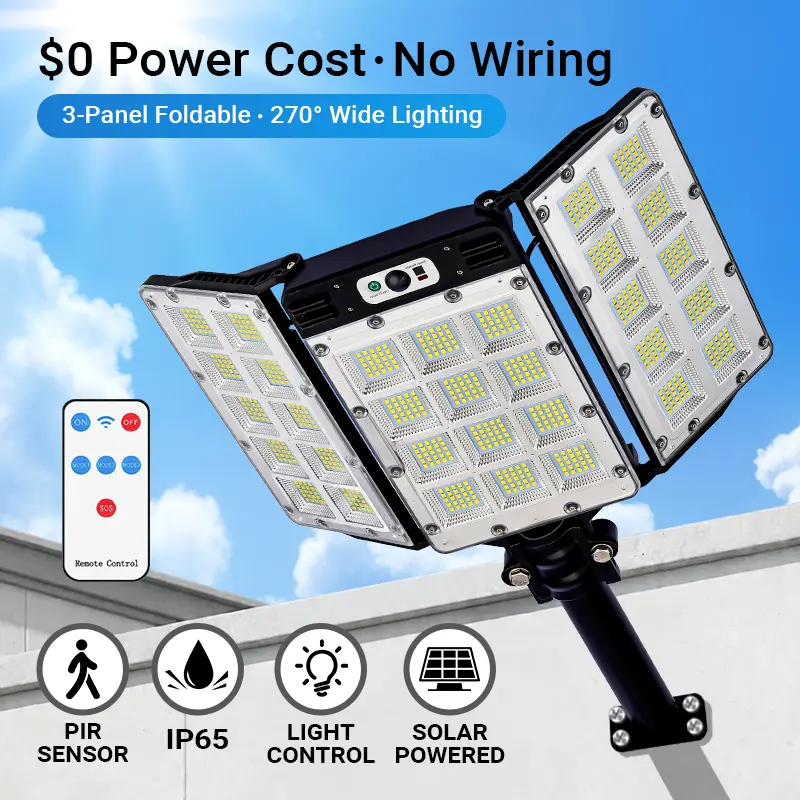 Solar Flood Lights Motion Sensor Remote Control IP65 Waterproof 3 Brightness Modes Super Bright Outdoor Security Lights