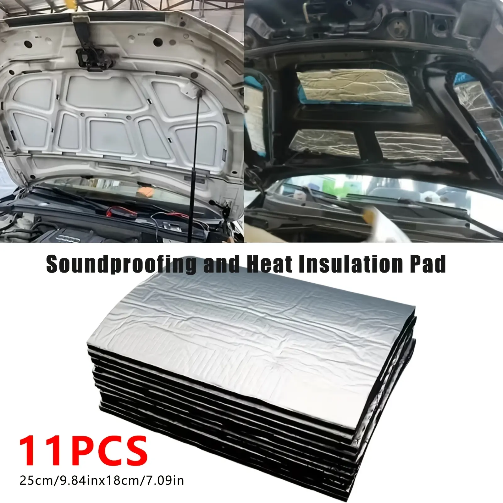 11-Piece Butyl Sound Deadening Mat – 5mm Thermal and Acoustic Insulation, for Hood and Engine, Vibration Damping for Cars and Vans