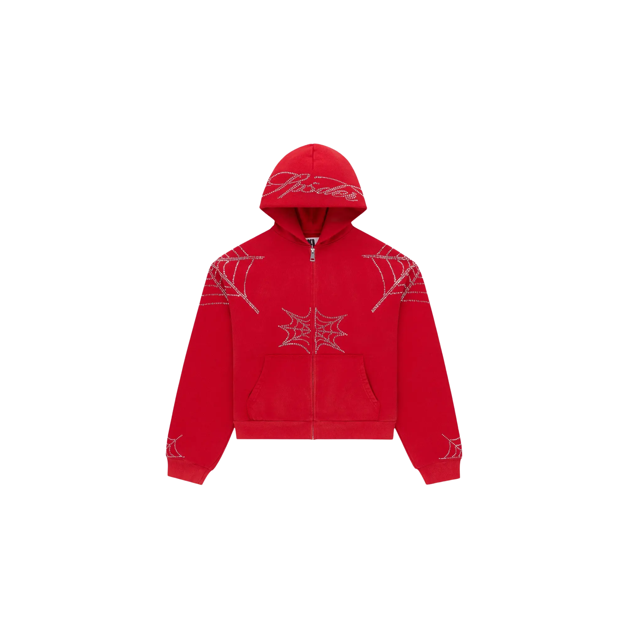 Rhinestone Web Zip Hoodie "Red" SP5der498