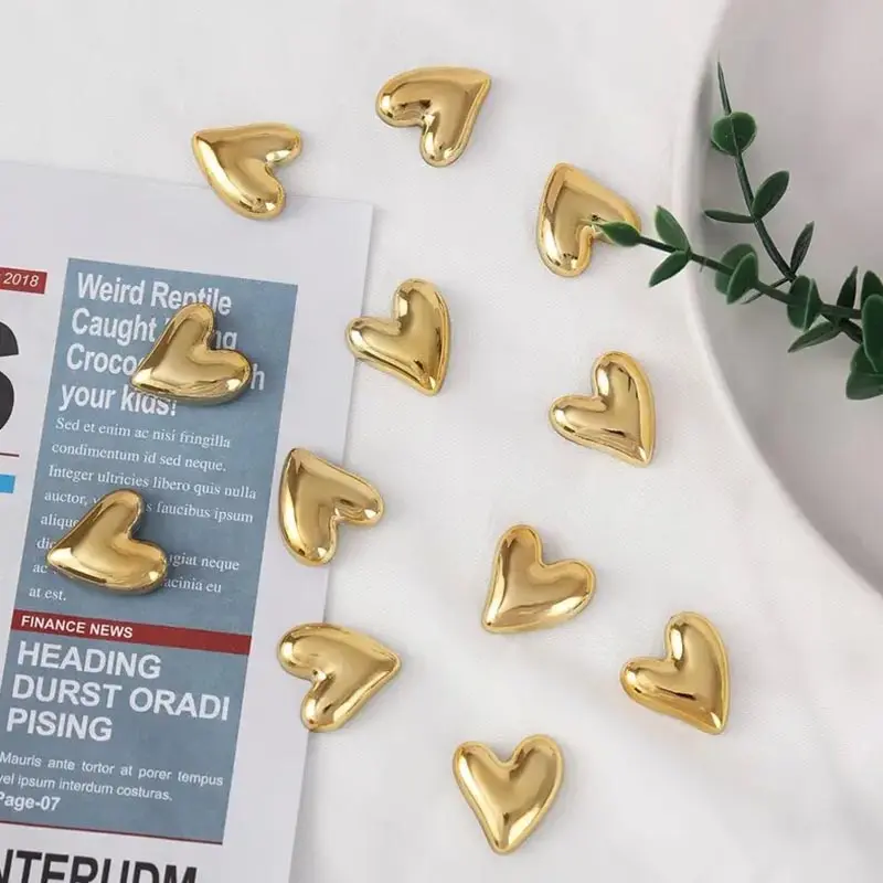 10pcs Acrylic Golden Heart Refrigerator Magnets - Decorative Home Supplies, Playful Little Love Display Set for Home Kitchen, Valentine’s Day Gift for Loved Ones