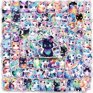 100 Pcs Galaxy Cat Stickers, Cute Starry Sky Cosmic Kitten Vinyl Decals for Water Bottle Laptop Scrapbook Journal, Gifts for Cat Lovers Kids  Taking my laptop to outer space with these aesthetic cosmic cat stickers!🚀🐾 100 pieces of pure magic!