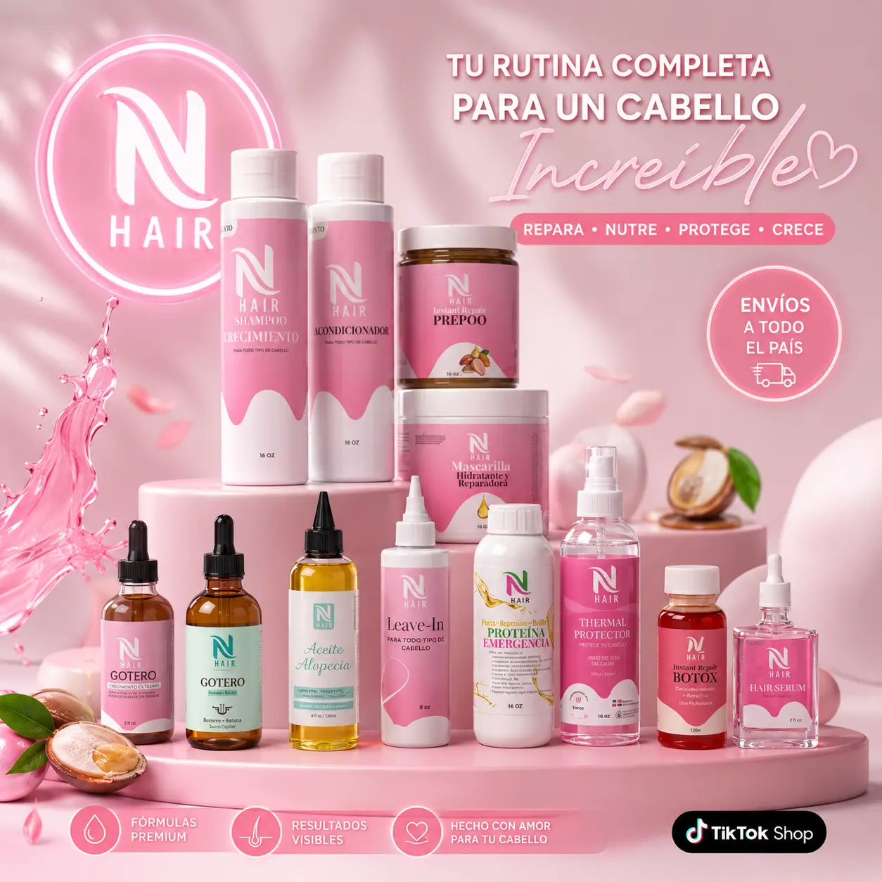 NhAir Youth-Focused Haircare Set - 3-Piece Hair Products Kit with Cleansing Shampoo Cleanser, Hydrating Conditioner, and Repair Hair Mask