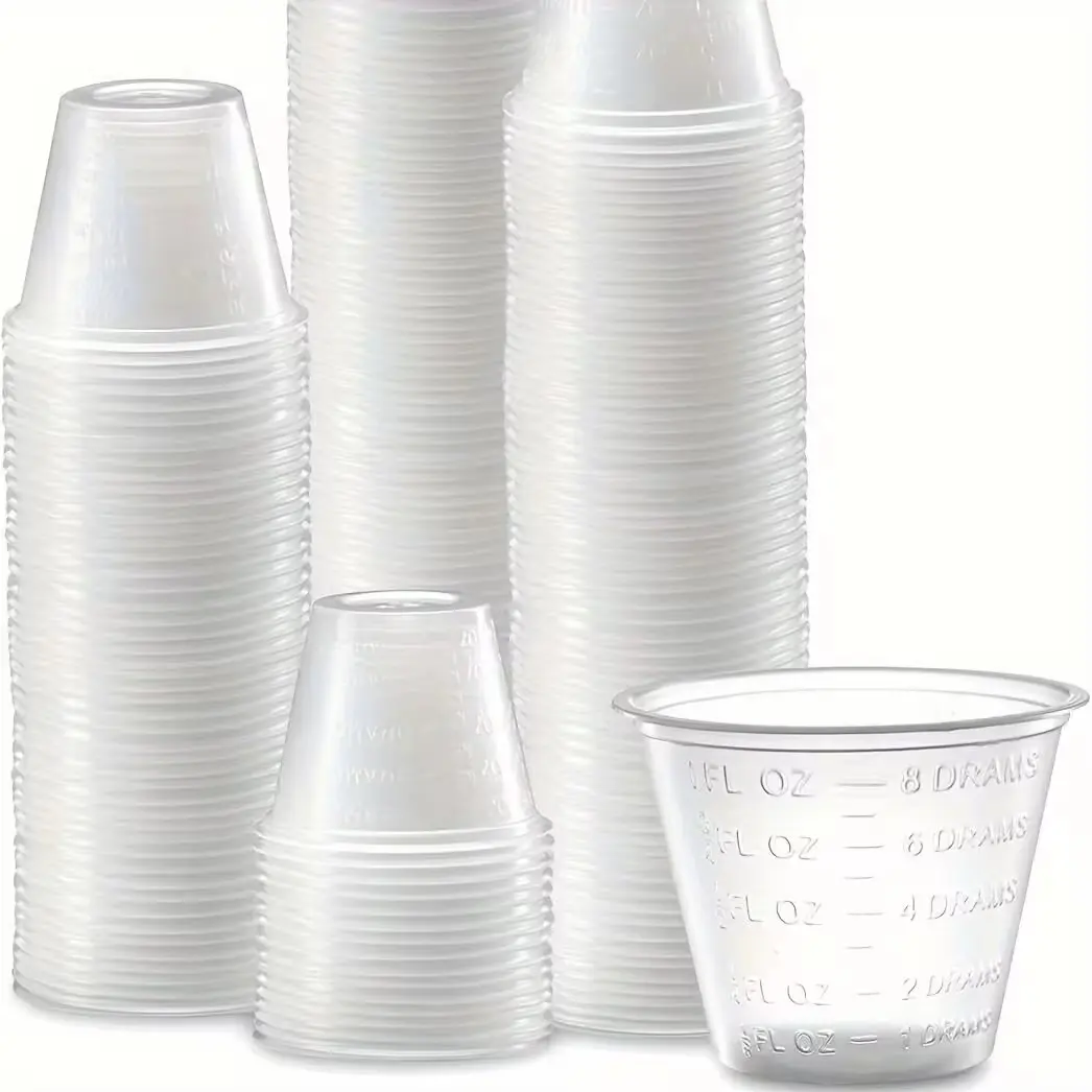 Disposable Medicine Cups (200 Pack, 1 Ounce Each), Durable Plastic Precision Measuring Cup for Pills and Liquid Medicines, 30ML Capacity