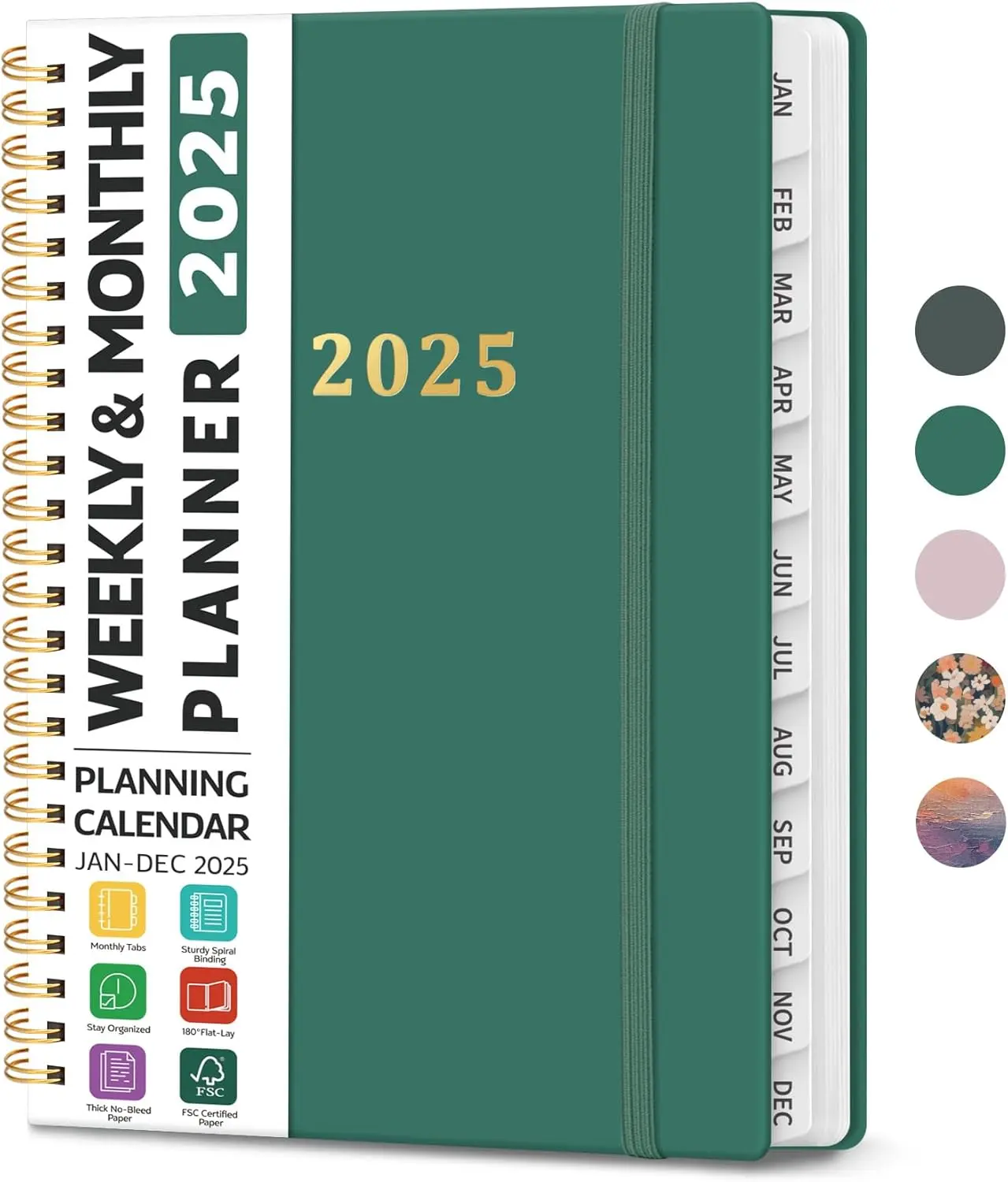 2025 Planner - Weekly and Monthly Planner, Jan 2025 to Dec 2025,Hardcover 2025 Calendar Planner Book with Monthly Tabs, Inner Pocket, A5 (6.3" x 8.5")