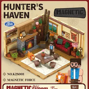 Magnetic Building Blocks DIY Model Toy, Boys & Girls Educational Puzzle Toys, Minecraft World Hunter House Gift, Kids Construction Game