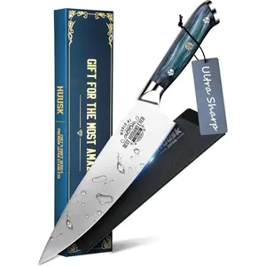 Huusk  Chef Knife  8 Inch Kitchen Knife with Resin Handle and Carbon Steel Blade-Husband Birthday Gift, Christmas Gift, Kitchen Cooking Knife