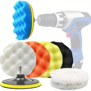 GM Cosmetic Polishing Pad 3/4 "6-piece Sponge Wheel Wool Plate Wax Polishing Motorcycle Body Polishing Disc Cleaning Accessories Polishing Restoration Set