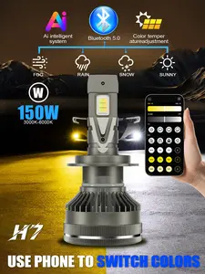 2pcs H1 H4 H7 H11 9005 9006 LED Headlight Bulbs With Smart APP Control, Adjustable Color Temperature 3000K-6000K & Brightness, 600% Brighter Than Stock, Canbus Error Free, 12000RPM Turbo Fan, Weather Resistant, Truck Accessories Car Parts, Car Headlights