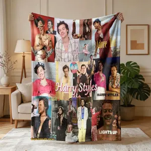 Harry Styles Patchwork Flannel Blanket, Large Size, Soft and Lightweight, Perfect for All Seasons, Ideal for Bed, Sofa, Office, Camping, Travel