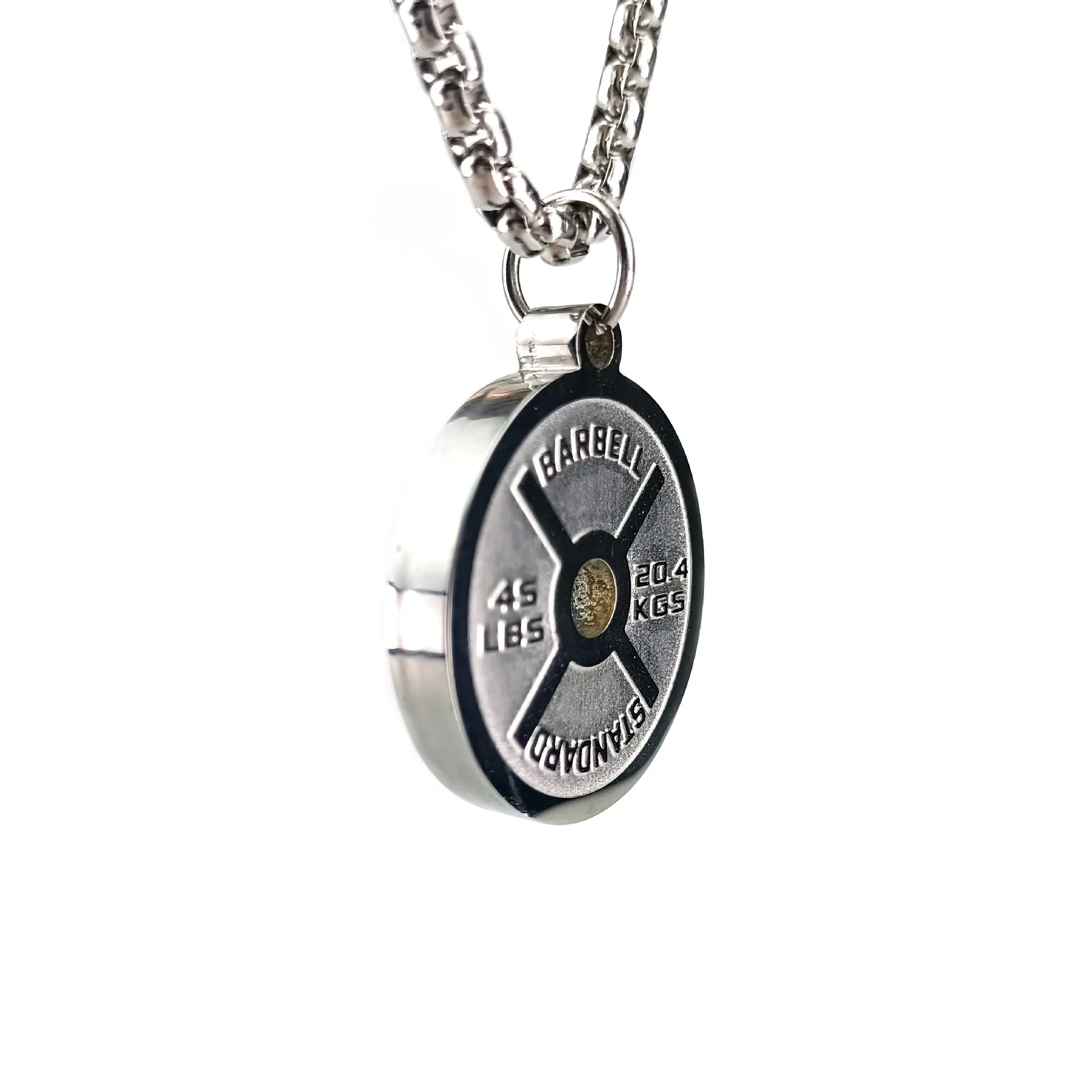 Women's 316L Stainless Steel Dumbbell Plate Necklace, "NO PAIN NO GAIN" Engraved Pendant, Unisex Modern Sports Jewelry with Barbell Plate Details, Workout Outfits Accessory, Security-Check Ok Gift, Modern Fashion Accessories