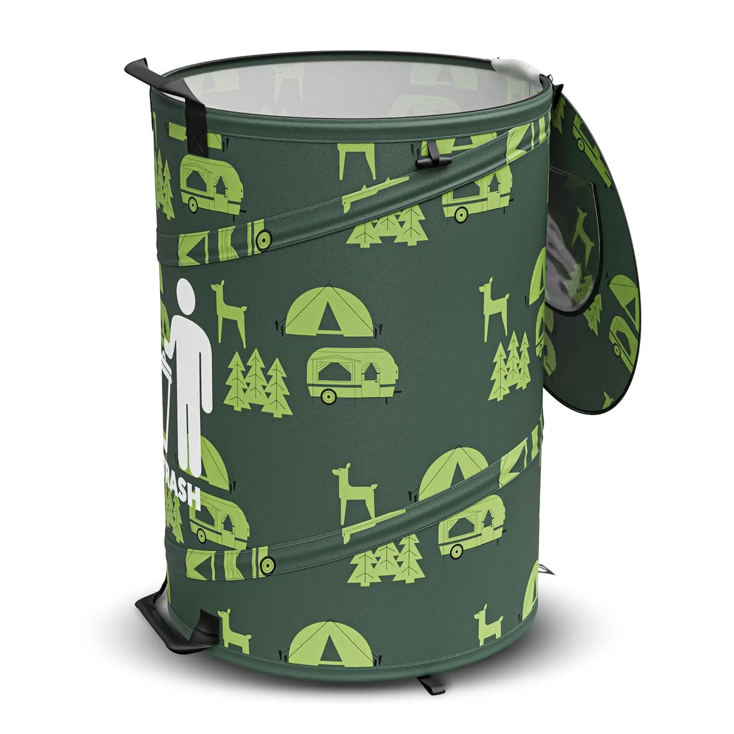 30 Gallon Collapsible Pop-Up Trash Can for RV's  Camping Recycling Yard Waste Leaf Bag Bin (Trash Can)