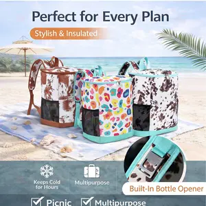 Large Capacity Cooler Backpack  Holiday Haul Leak Proof Cooler Backpack Soft Beach Ice Coolers Beach Essentials for Women Large Capacity Cooler Backpack easter summer