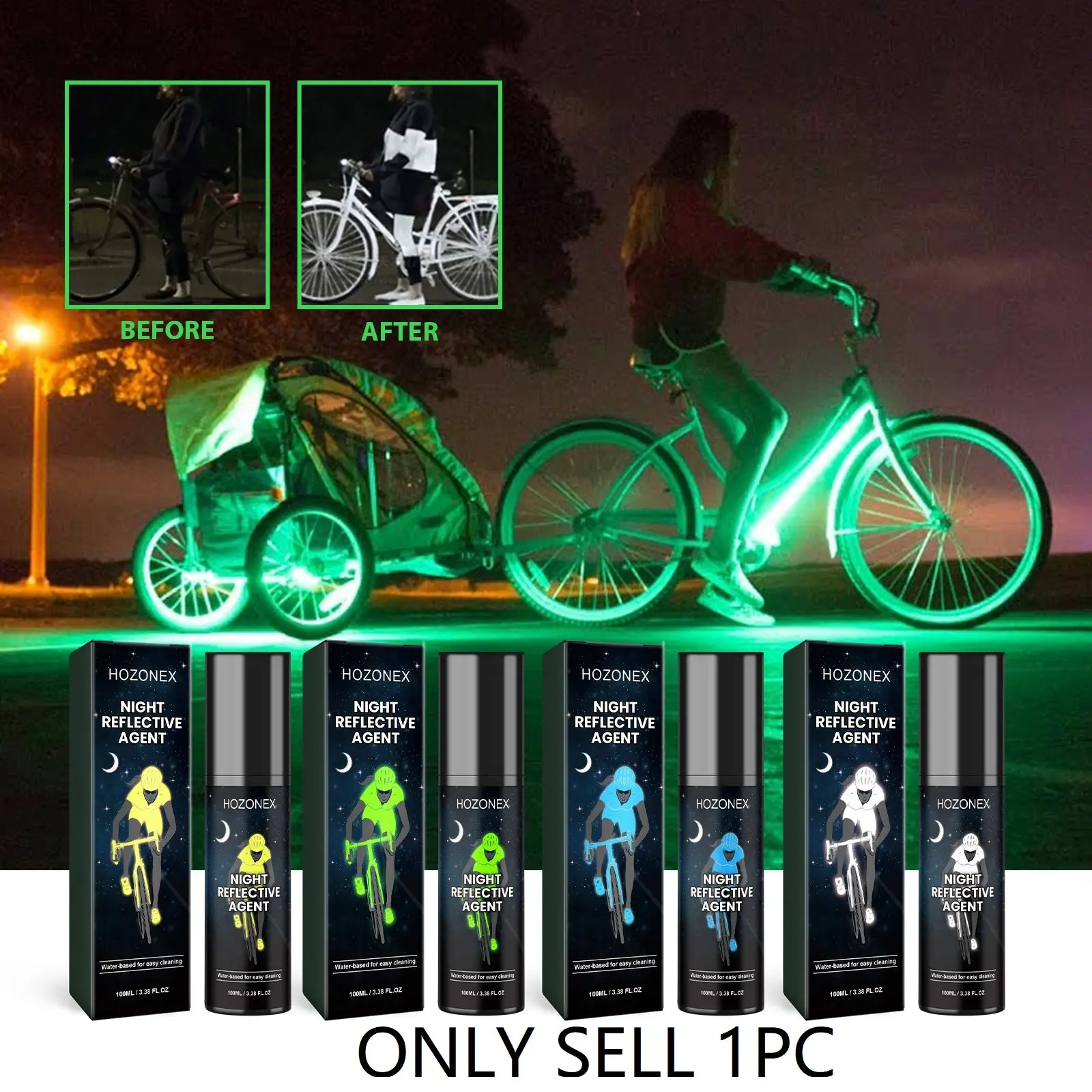 Night Reflective Spray, Bicycle Clothing Night Glow Warning Label, Eco-Friendly Fluorescent Night Spray, Safety Gear for Cyclists