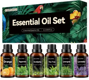 ESOLGORGS Essential Oils Set - Blends for Diffusers, Aromatherapy Gift Set,Home Care, Candle Making Scents, Fragrance, Humidifiers,- Peppermint, Tea Tree, Lavender, Eucalyptus, Lemongrass, Orange (10mL)