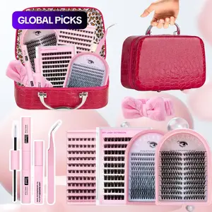 Nature Lash Extension Kit, DIY Cluster Lashes Gift Pack with 4 Boxes Soft & Lightweight Lash Clusters, Bond & Seal & Remover, Tweezers & Hair Band, Easy DIY Salon Look at Home, Long-Lasting Glam False Eyelashes Set for Beginners #GLOBAL PICKS