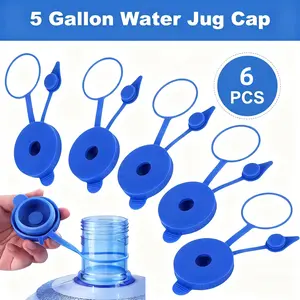 6-Pack Universal Reusable Water Bucket Lid Threaded Silicone Sealing Cap for Pure Water Buckets 5 Gallon Jug Cap