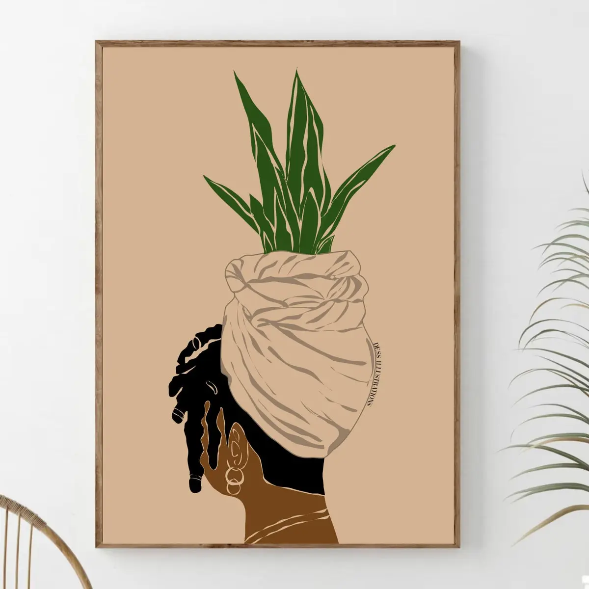 Black Girl with Locs, Afro Art, Black Woman with Locs, Dreads, Locs, Woman Illustration, Woman with Dreadlocks Art Print, Room Decor, Unframed