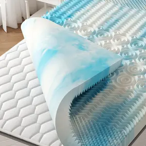 2 Inch 5-Zone Gel Memory Foam Mattress Topper Cooling Breathable Bed Pad For Twin RV Sofa Bed CertiPUR-US Certified Blue