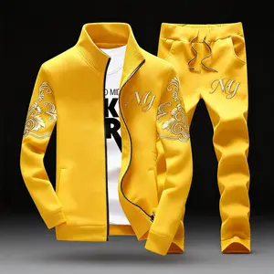 Stylish Men's Embroidery Stand Collar Tracksuit - Full Zip 2-Piece Casual Sportswear for Daily Leisure & Casual Outfits