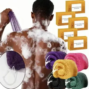 Authentic African Net Sponge, Exfoliating Bath Loofah, Body Scrubber for Women and Men, Daily Skincare, Travel Portable Bath Accessories, Spa Gifts, Christmas Gifts