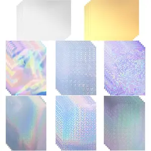 80 Sheets Holographic Sticker Paper A4 Transparent Waterproof Holographic Laminate Sheets Self Adhesive Vinyl Laminate Film Rainbow Vinyl Stickers for Inkjet or Laser Printer, 11.7 x 8.2 Inch