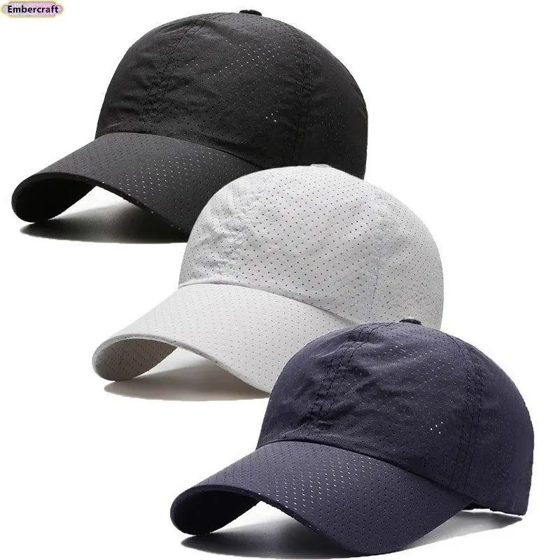 Unisex Adults' 3-Pack Nylon Lightweight Breathable Quick-Dry Summer Running Hats - UV Sun Protection Outdoor Athletic Caps (Black + Dark Gray + Light Gray) for Running, Hiking