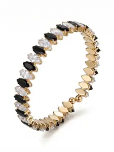 Stainless Steel Bracelet for Men & Women, Sparkling Rhinestone Design, Perfect Holiday Party Accessory, Unisex Fashion Jewelry Gift