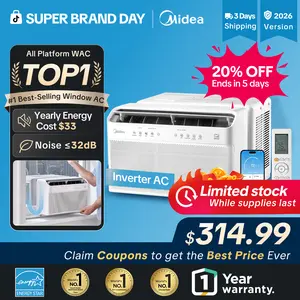 【SBD】Midea 6K/8K/10K/12K BTU U Shaped Smart Inverter New Window Air Conditioner,  2026 version AC, Cools up to 450 Sq. Ft.,Ultra Quiet with Open Window Flexibility, Works with Alexa/Google Assistant, 35% Energy Savings, Remote Control, New Arrivals
