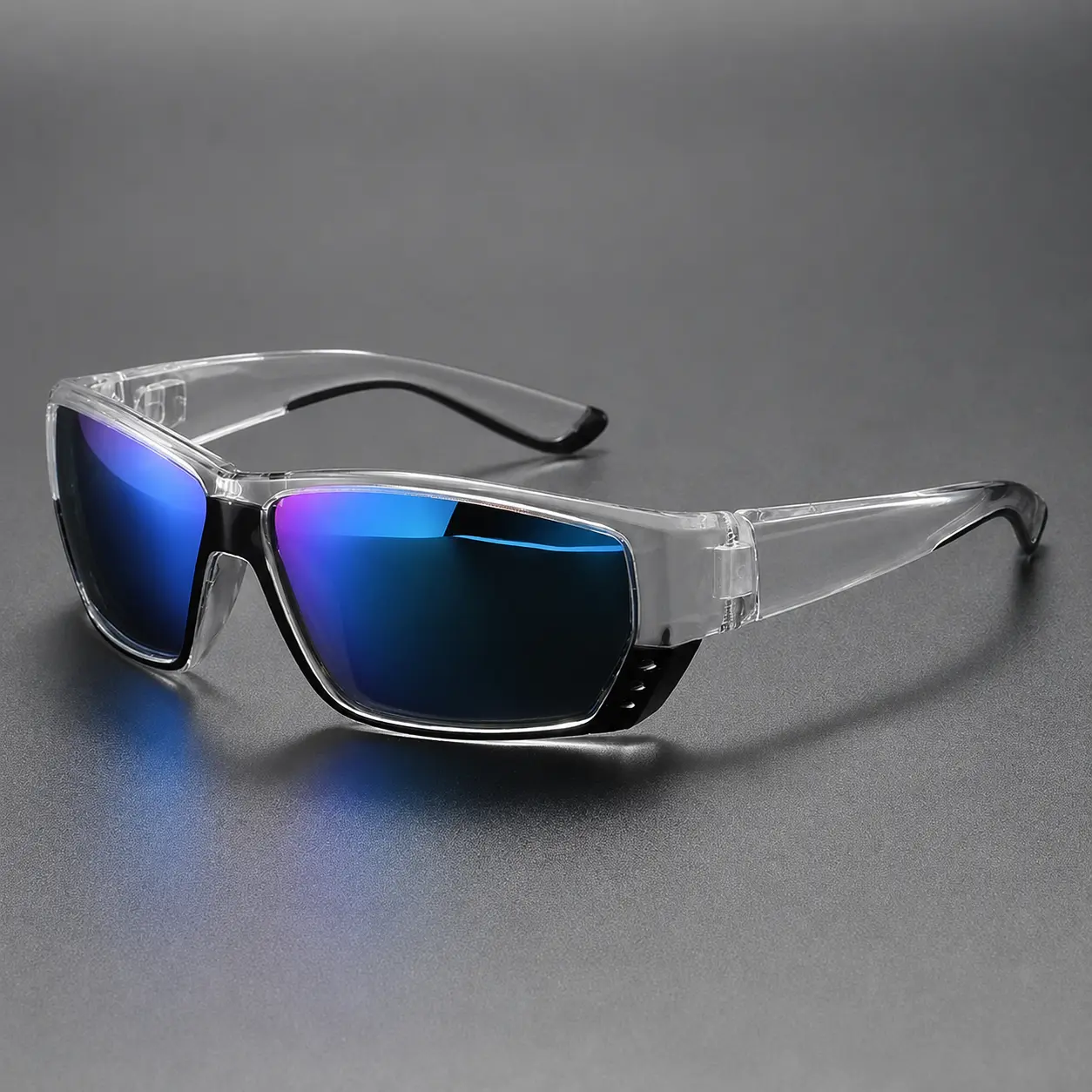 Polarized UV400 Sport Sunglasses, Clear Frame Mirror Lens Outdoor Glasses for Driving, Fishing, Cycling, Running & Hiking
