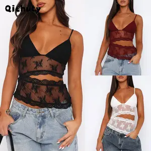Trendy basic Beautiful Summer  Women Lace Camisoles Plunge Neckline Sleeveless Backless Tank Tops Summer Slim Fit Vests Tops Streetwear Outdoorfun