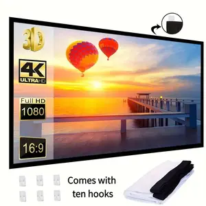 4K 100-inch3D projection screen, suitable for home theater and outdoor/indoor projectors, portable and foldable 4K screen, a must-have 4K screen for projectors, making projections clearer