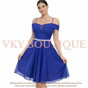 Starry Night Off-Shoulder Glitter Mini Dress for Party AR