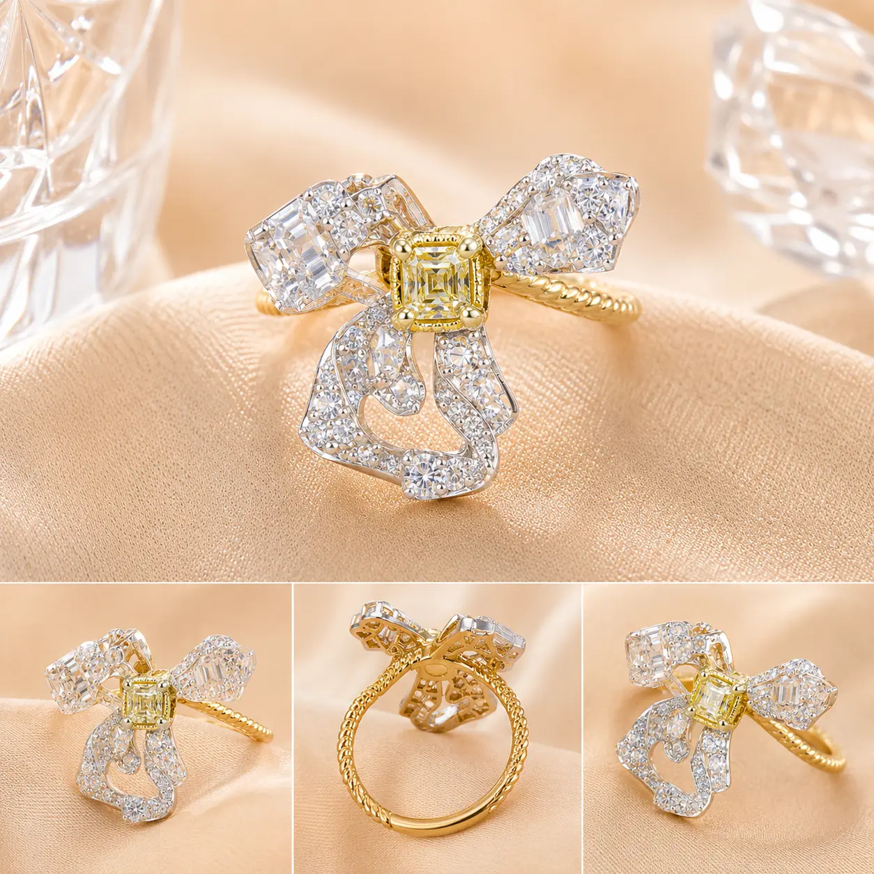 18K Gold Lab Diamond Bow Ring