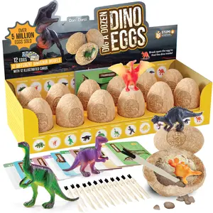 Dan&Darci Dig a Dozen Dino Excavation Kit for Kids - 12 Perfect Easter basket stuffer & Easter craft Easter gift for kids