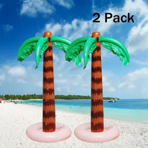 2 Pcs Inflatable Palm Tree Decors, For Summer Pool Party Decorate, Large Size Coconut Trees Beach Backdrop, Hawaiian Summer Party Decorations,summervibes