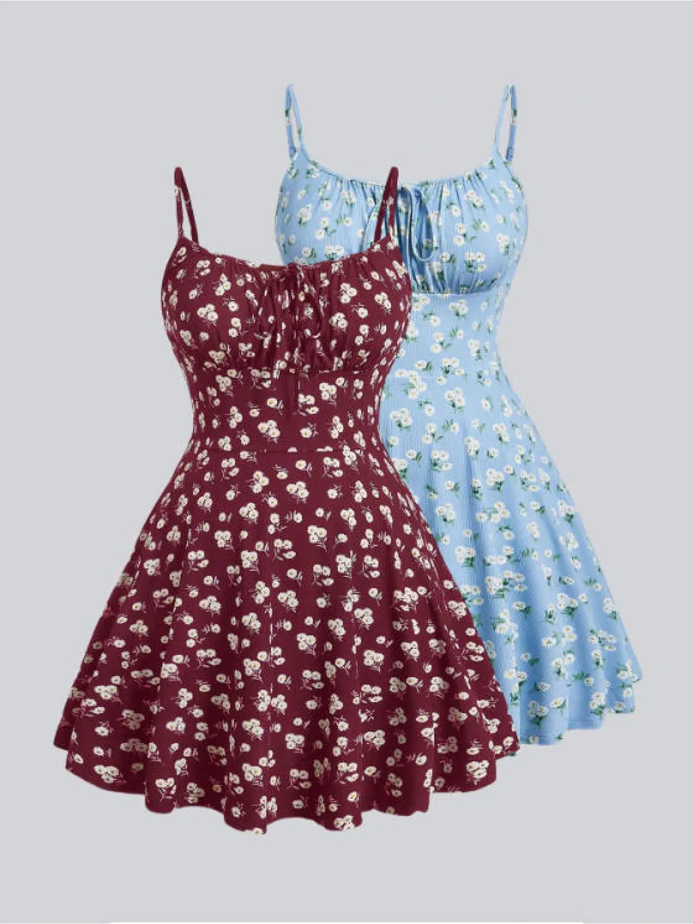 Women's Ditsy Floral Print Knitted Bodycon Bohemian Casual Wear, Fitted Spaghetti Strap Skater Dress, Perfect for sweet vacations, dates, beach outings, and concerts, ideal for summer getaway
