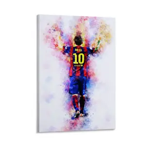 Lionel Messi Poster| Football Wall Art Print| Watercolor Art Print Messi 10 Football Player Poster Multicolor Wall Decor For Living Room Bedroom Sports Fan Gift