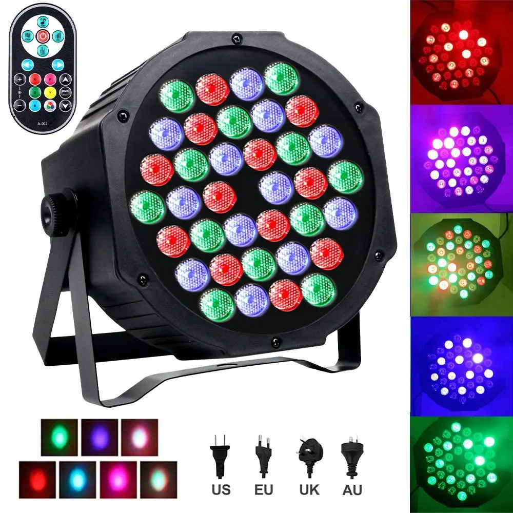 36 LED Stage Lights RGB DJ LED Par Light Remote Controlled Sound Activated Auto Play Uplights for Wedding Music Show Dance Party Stage Lighting