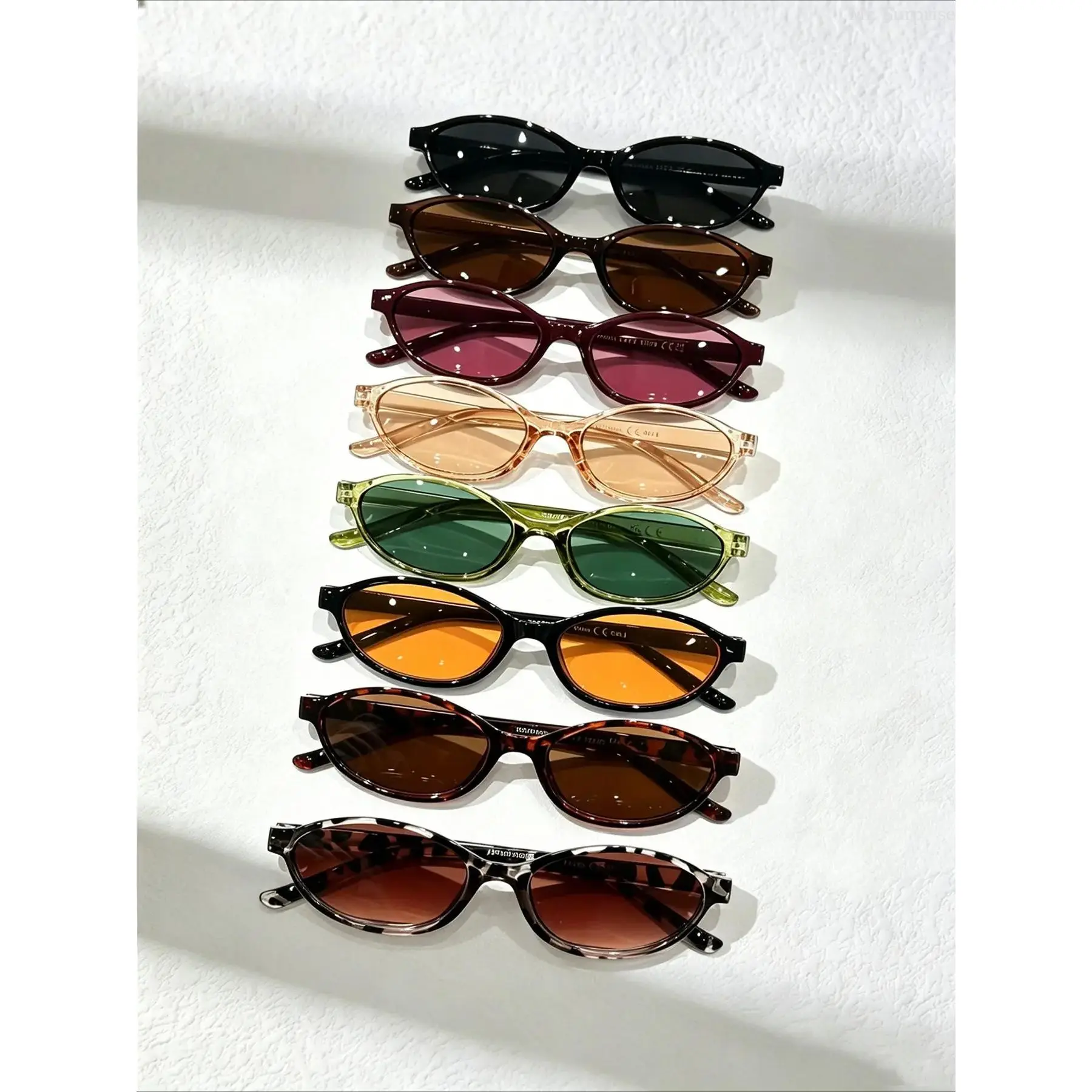Women's 8-Pair Multicolor Small-Frame Tinted Sunglasses - Minimalist Multi-Style Fashion Shades for Outdoor, Beach Wear, Tinted Women's Sunglasses, Multi-Style Women's Sunglasses