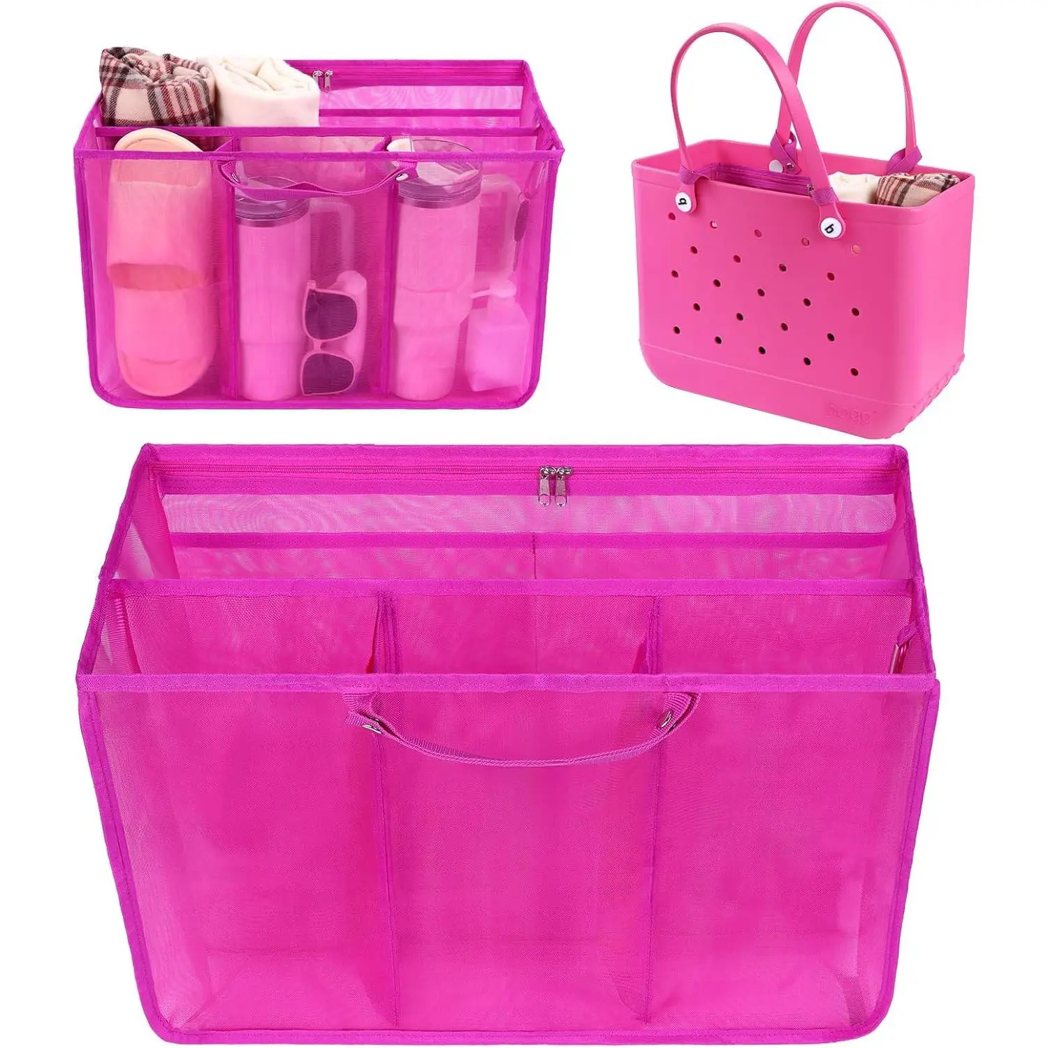 Beach Bag Organizer Compatible with X Large  Accessories Inserts, Lightweight Mesh Insert Divider Pouch for  XL Bogg Bags, Beach Tote Bags Insert for Organizing