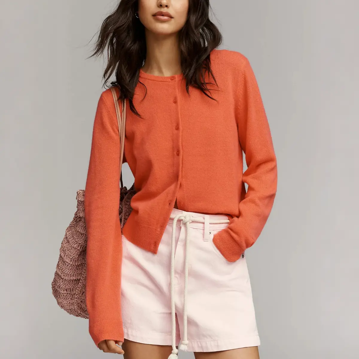 Women's Sweater Knit Cardigan Crew Neck Cardigan Button Down Sweater Ultra Soft Cashmere Relaxed Fit Cropped Coastal Grandmother Aesthetic Fall Transition Wardrobe Casual, Date, Work, Vacation Outfit