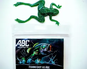 Angler Bait Co Soft Plastic Frog green flake – 8 pack Realistic Action Frog Lure for Bass
