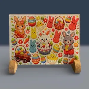 Whimsical Easter Bunny Glass Cutting Board – Spring Kitchen Decor 11x8 tempered glass