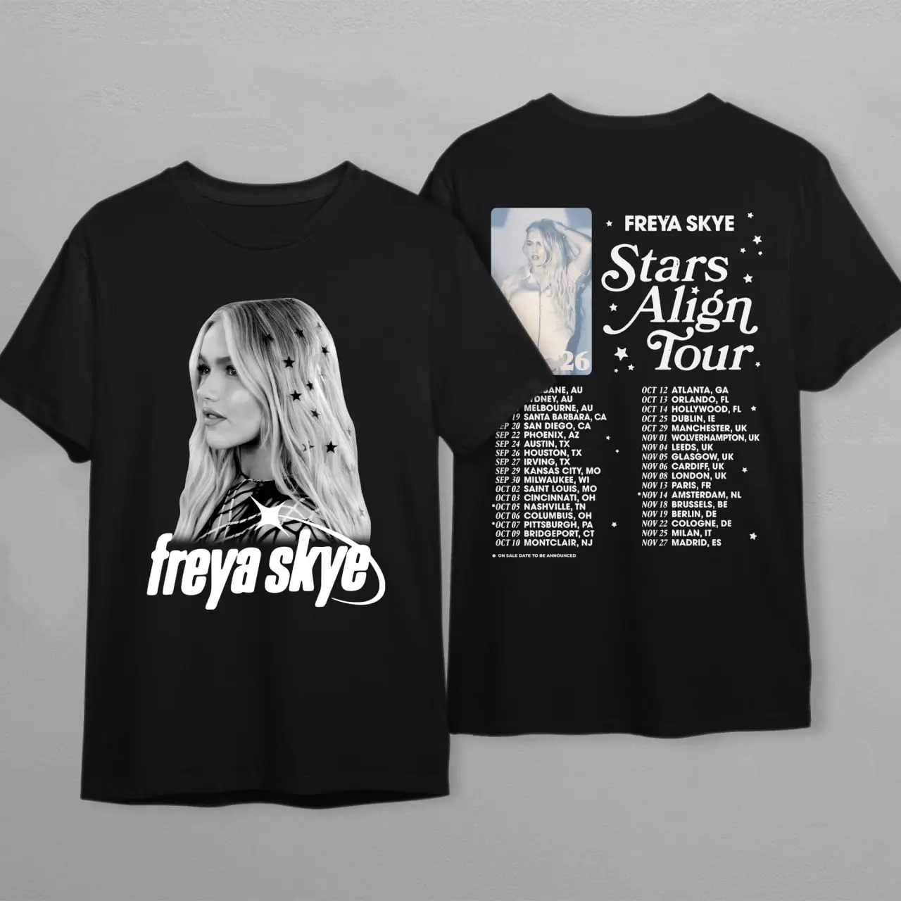 Freya Skye Songs Stars Align Tour Sketch Shirt, Nova Bright Dawn of the Vampires Shirt, Descendants Zombies World Collide Tour Fit Womenswear Top Cotton