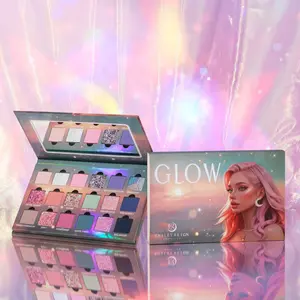 Glow Palette Eyeshadow Glitter Shimmer Highly Pigmented Pastel Shades Matte 18-Pan Palette for Versatile Makeup Looks